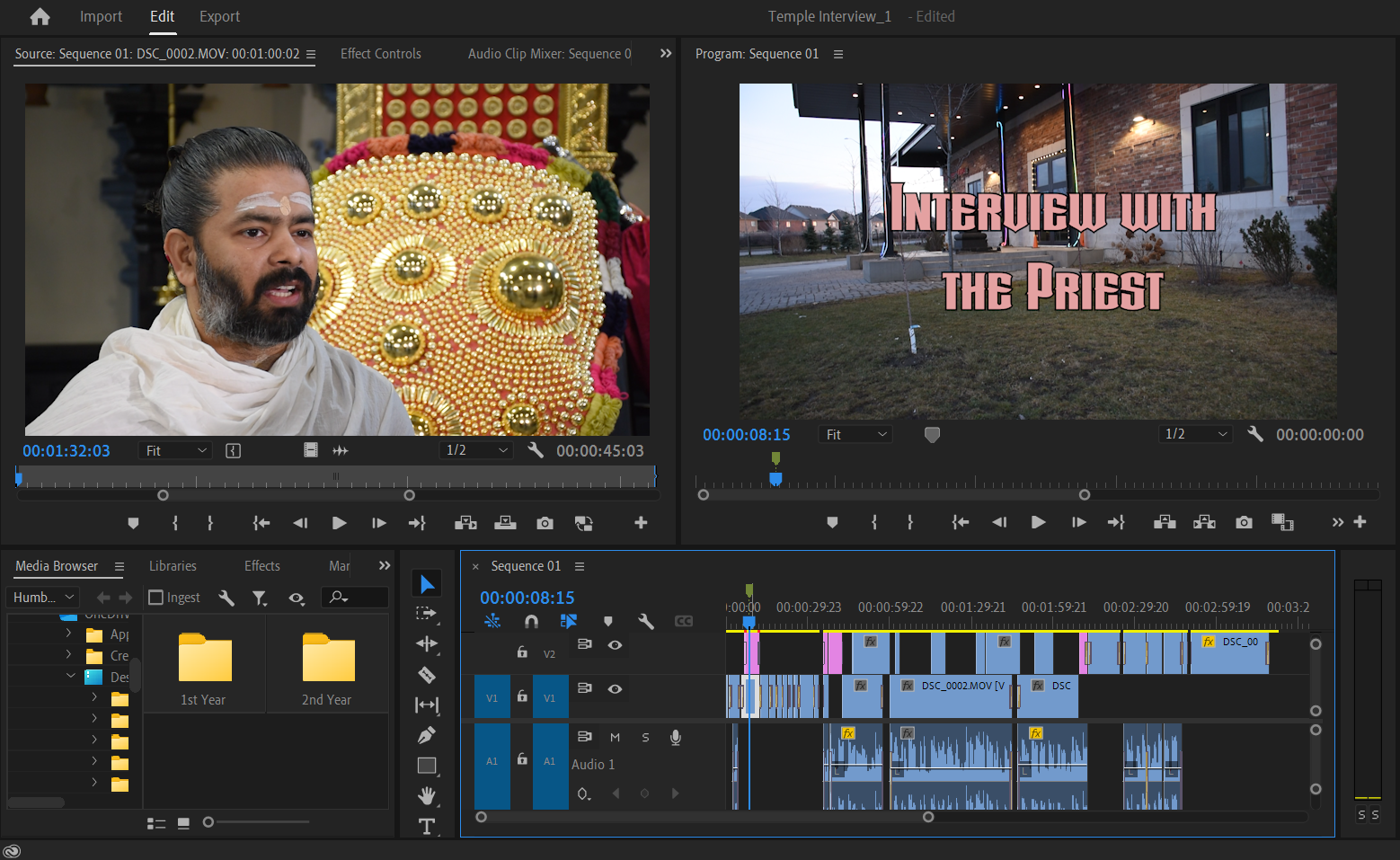 Premiepre Pro Editing Screen